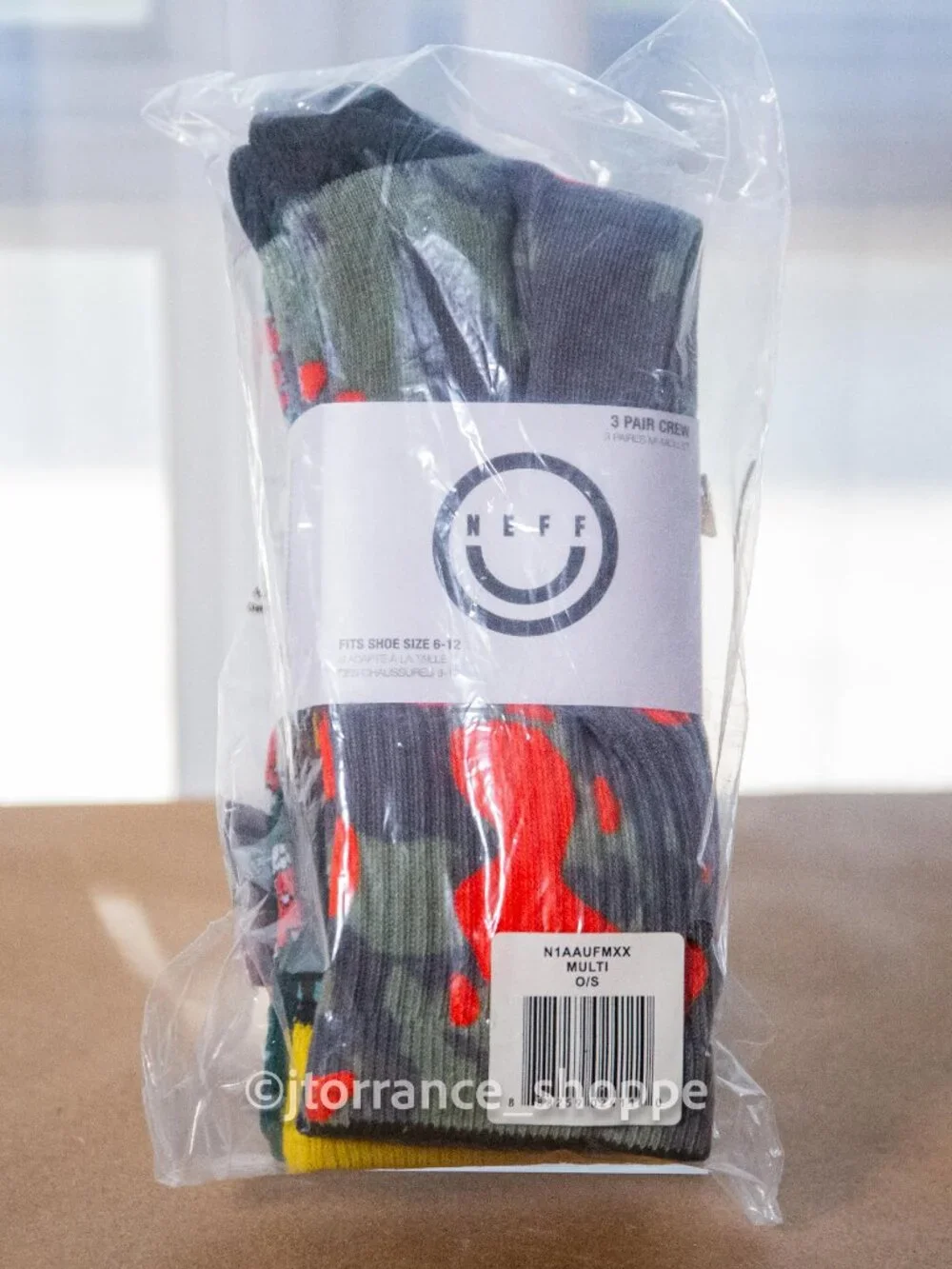 3-PACK (9 pairs) Neff Unisex Crew Socks 6-12 animal mushroom camo graphic prints